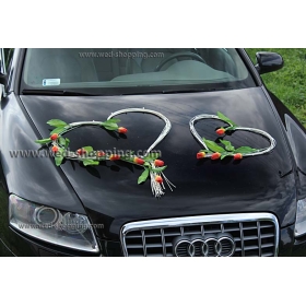 Kunniamerkki häät auto kelta-oranssi tulppaanit kunstbloemen